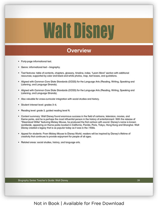 Walt Disney from Hameray Biography Series