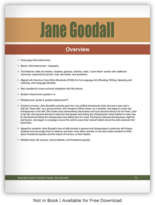 Jane Goodall from Hameray Biography Series